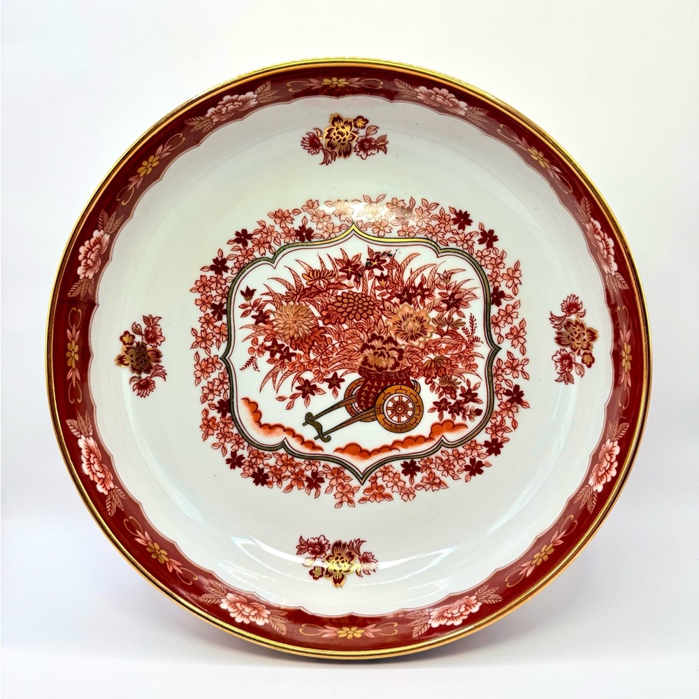 Vintage Toyo Japan Chinoiserie Porcelain Bowl Wagon & Floral Motif Shibata To-ki